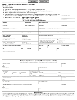 Vehicle Home Storage Request Permit STD 377 REV 8 Documents Dgs Ca  Form