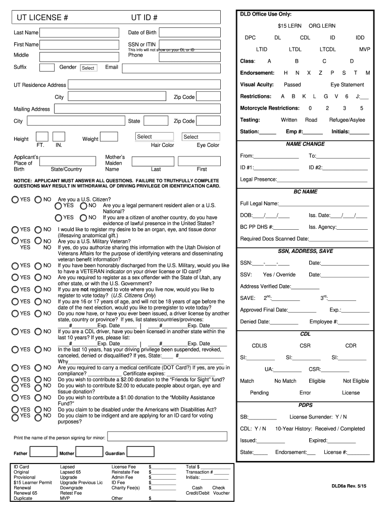  Utah Drivers License Renewal Forms 2015-2024