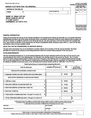 ANNUAL FLAT RATE FUEL TAX RENEWAL BOE 512 Boe Ca  Form