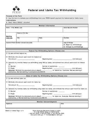  Federal and Idaho Tax Withholding RS322 Persi Idaho 2009