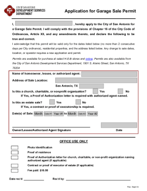  Garage Sale Permit San Antonio 2014