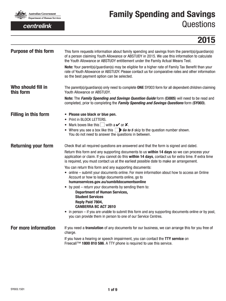  Family Spending and Savings Questions Form 2015-2024