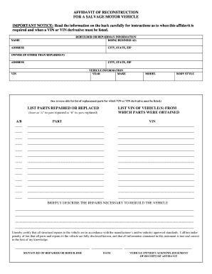 Affidavit of Reconstruction Arkansas  Form