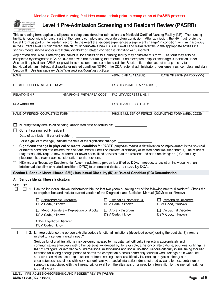  Pasrr Form Washington 2015