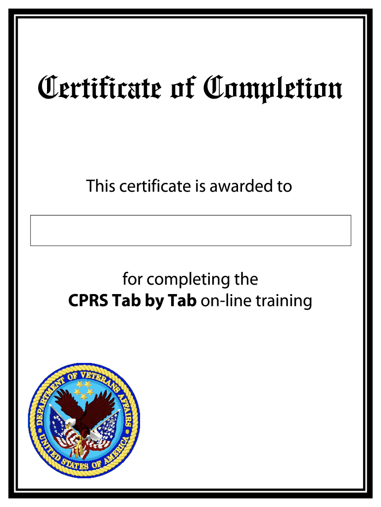 Editable Certificate of Completion  Form