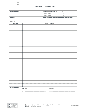 Hics 214  Form