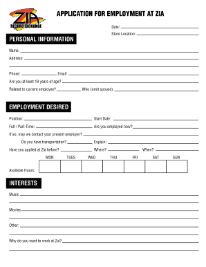 Fill Out Zias Record Application Online Form