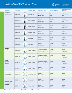 Arthrocare Wand Chart  Form