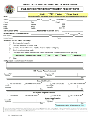 Fsp Transfer Request  Form