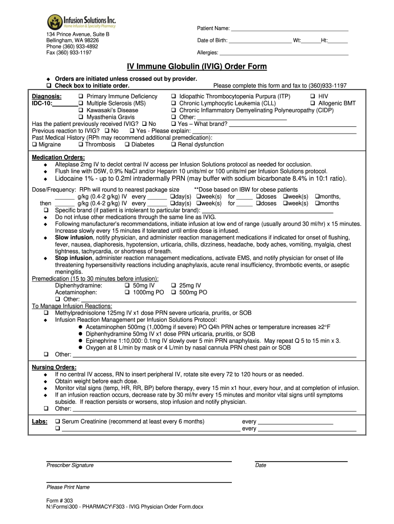 Subcutaneous Immunoglobulin Therapy  Form