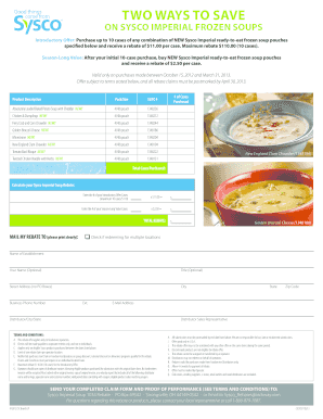 Sysco Frozen Soups  Form