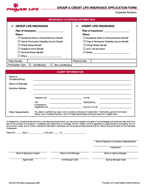 Application for Insurance  Form