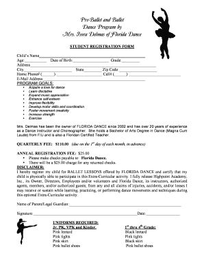 Dance Registration from  Form