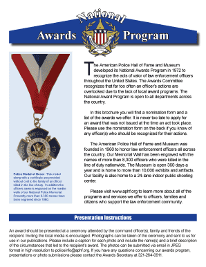 American Police Hall of Fame Awards  Form