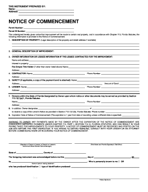 Notice of Commencement Seminole County  Form