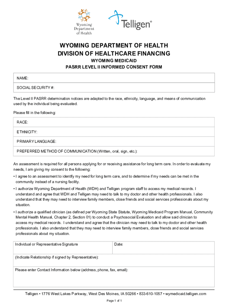 Fillable Online Wyoming Department of Health Division  Form