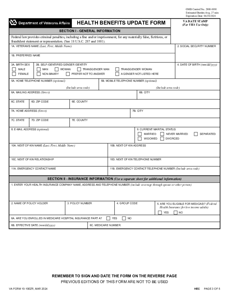  VA Form 10 10EZR 2024