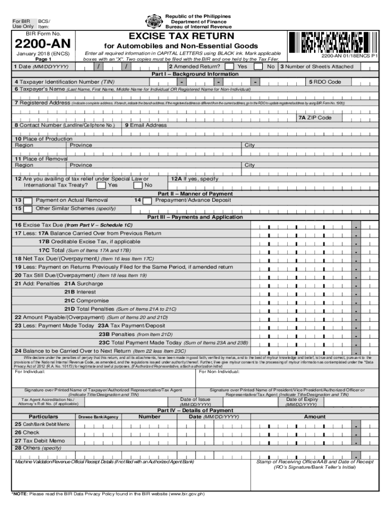  Revised BIR Form No 2200 M is Now Available for 2018-2024