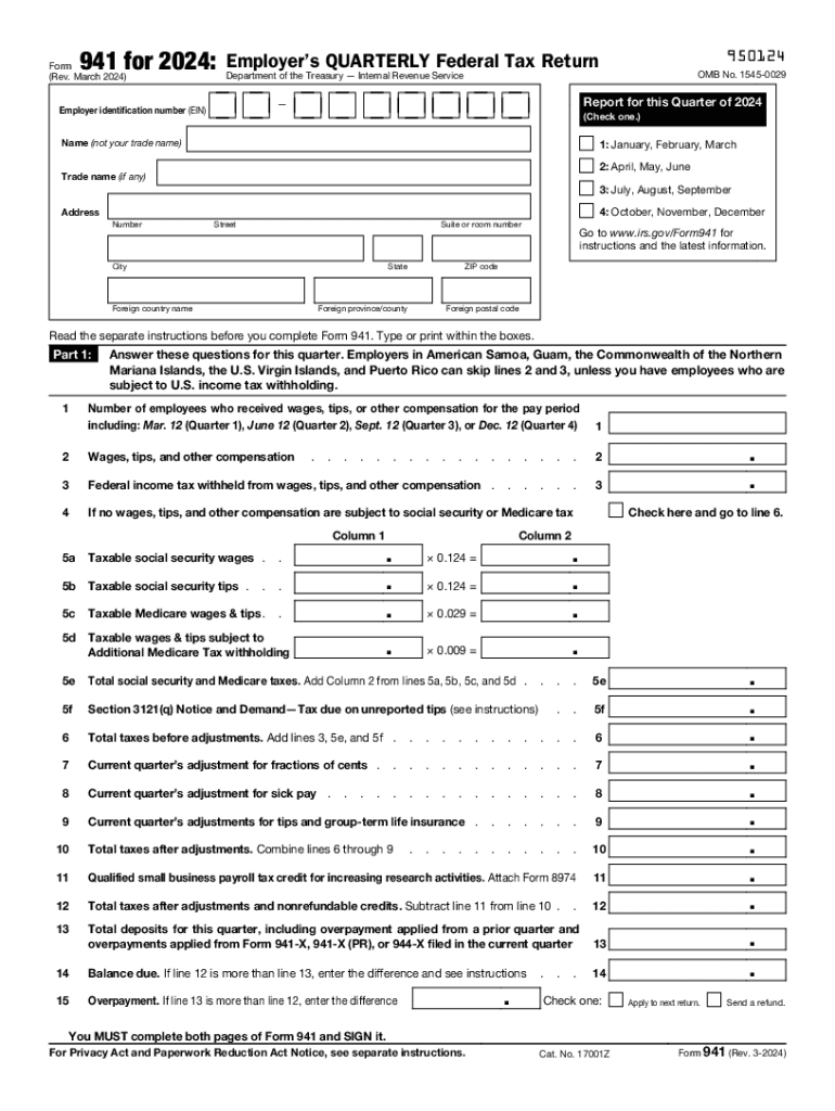  Form 941 Rev March 2024