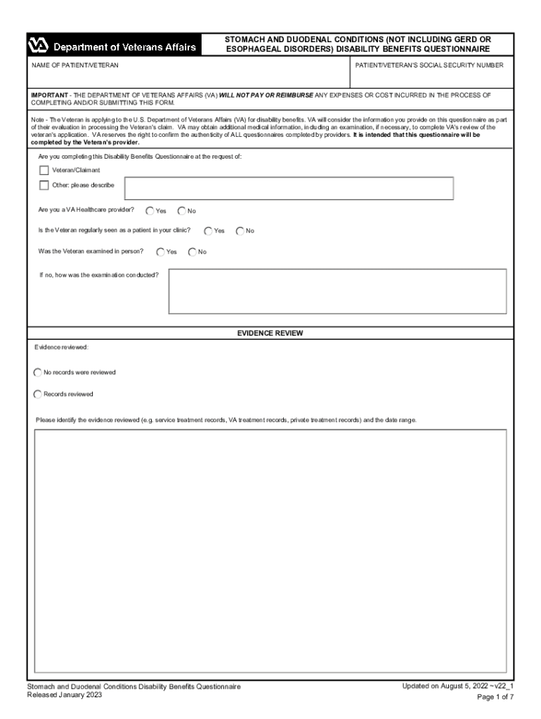 VA Form Esophageal Conditions Disability Benefits