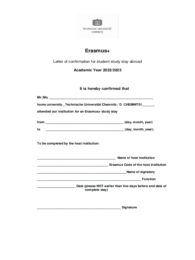 Letter of ConfirmationOffice of International Relations  Form