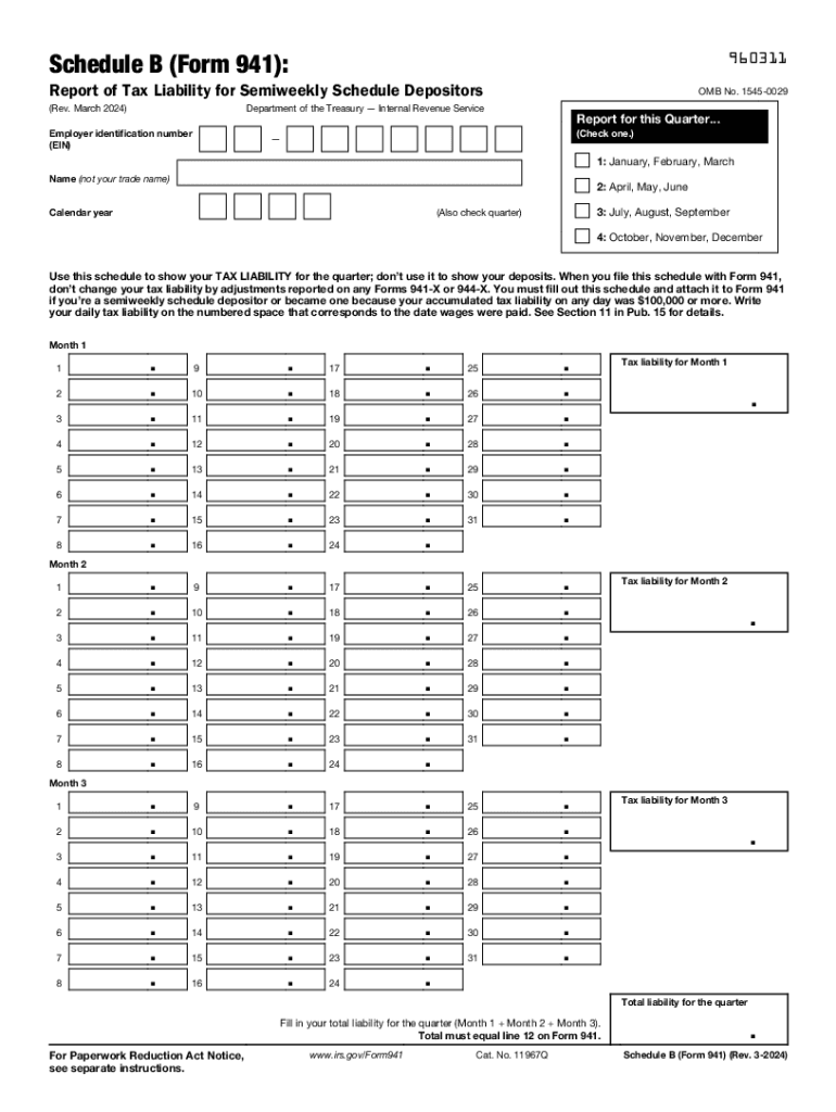  Schedule B Form 941 Rev March 2024