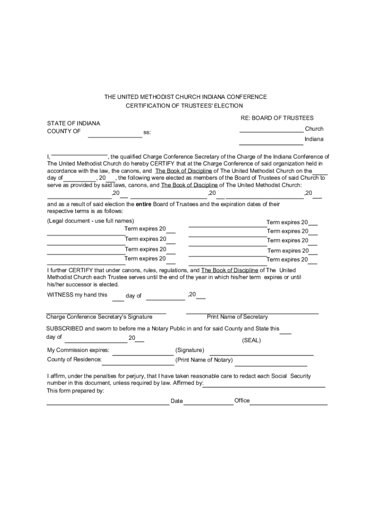  Report of Trustees Charge Conference and Annual Forms 2014-2024