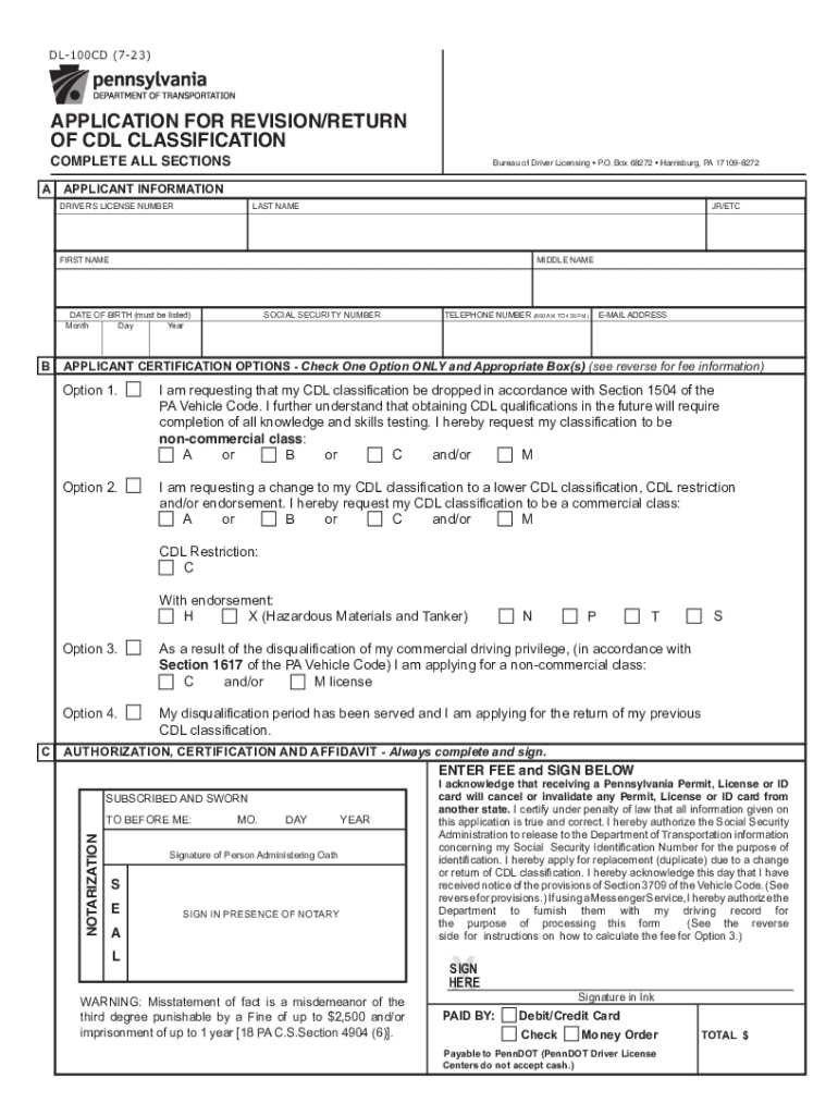  Pa Form Cdl Transportation Fill Out and Sign Printable 2023-2024