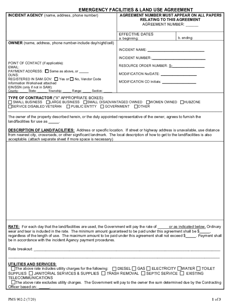  EMERGENCY FACILITIES &amp; LAND USE AGREEMENT 2020-2024