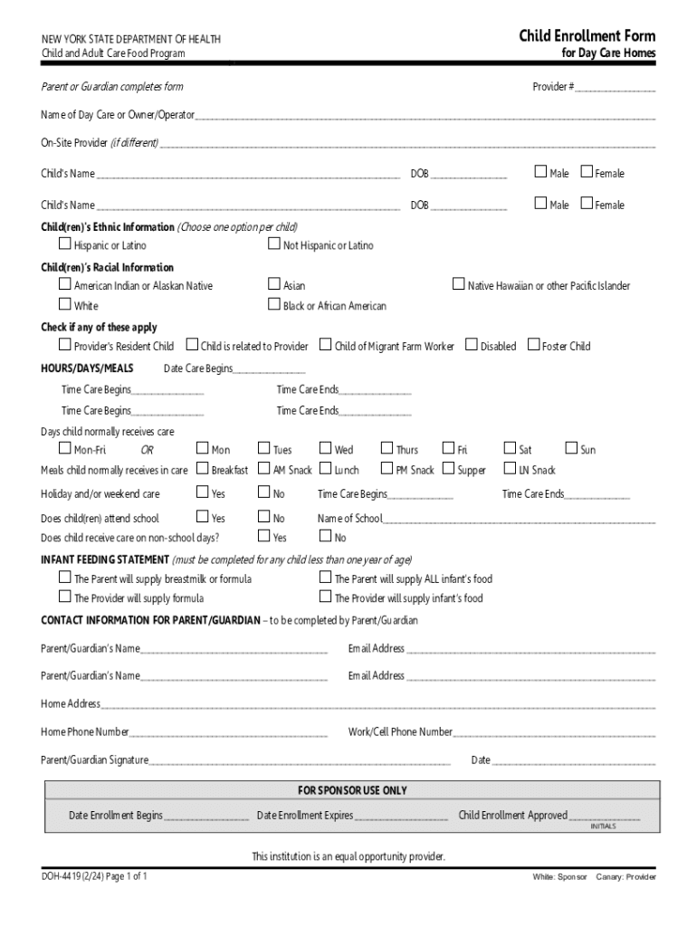  Child Enrollment Form for Day Care Homes Child Enrollment Form for Day Care Homes 2024