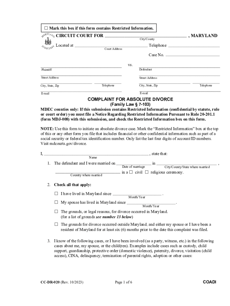  Md Divorce Forms PDF Fill Out &amp;amp; Sign Online 2023-2024