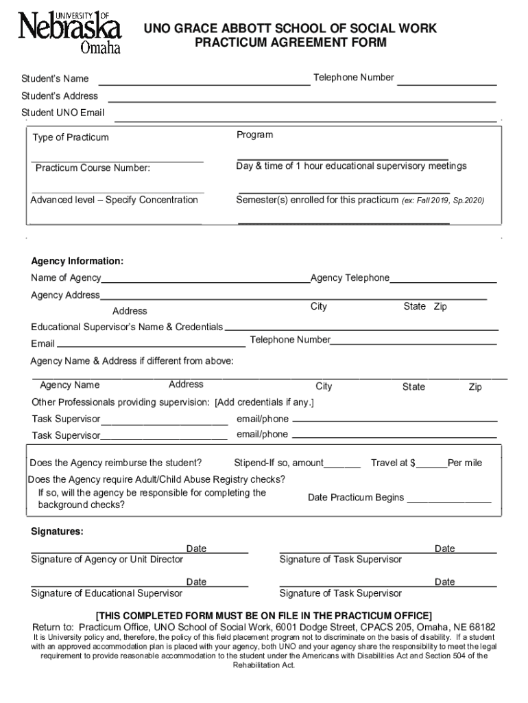  Forms for StudentsGrace Abbott School of Social Work 2018-2024