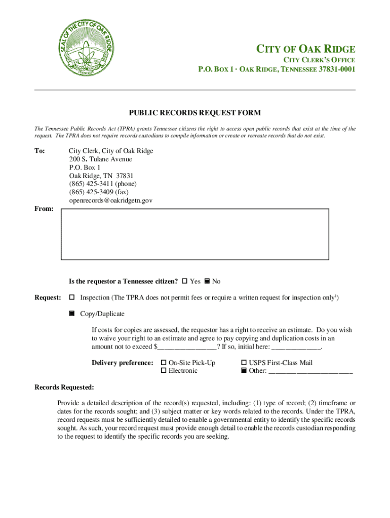  Public Records RequestAnderson County, Tennessee 2017-2024