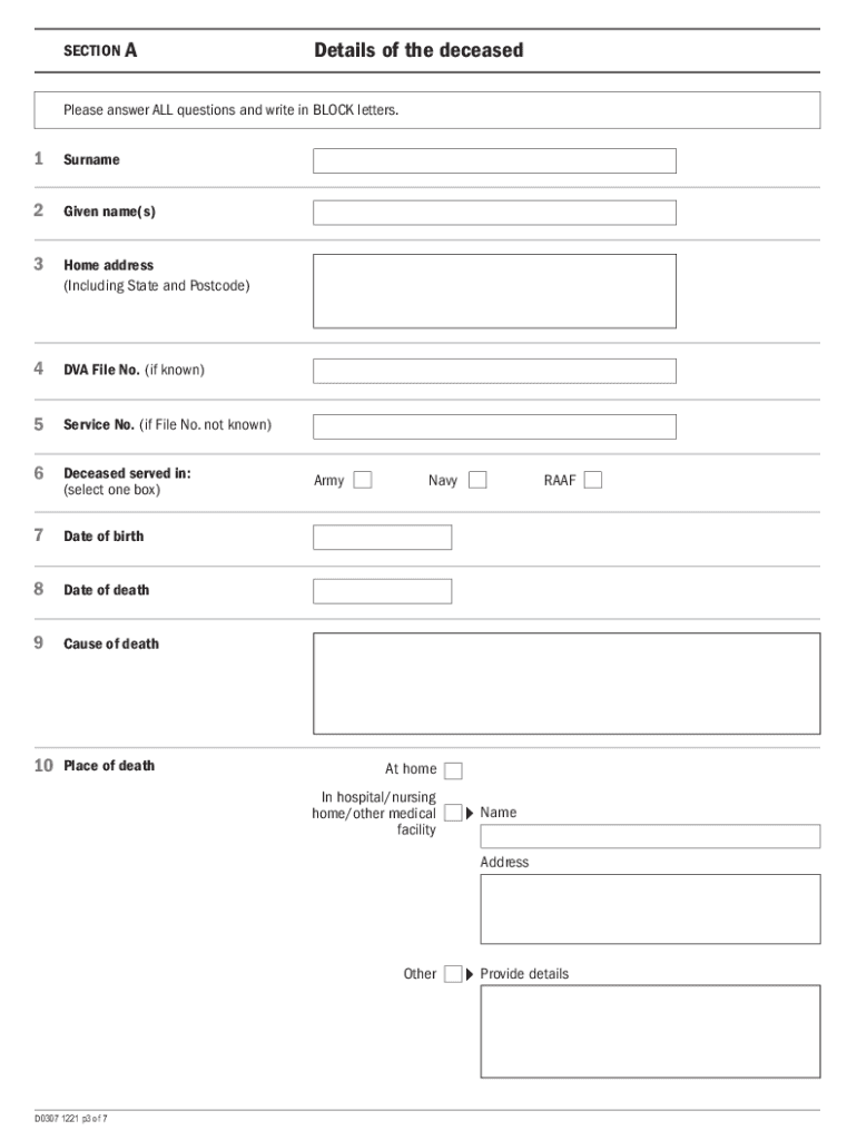  Claim for a Funeral BenefitDepartment of Veterans&#039; Affairs 2021-2024