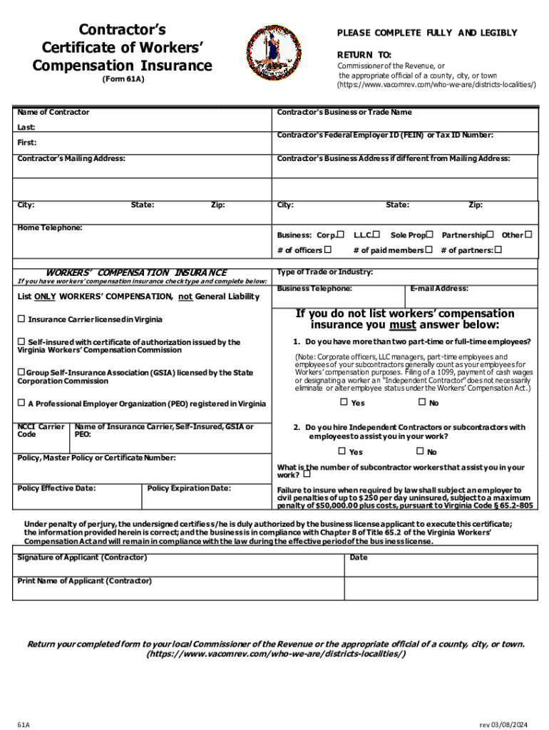  Workers Comp Form 61 a 2013