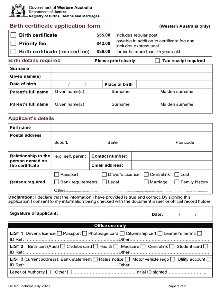  Birth Certificate Application Form 2023-2024