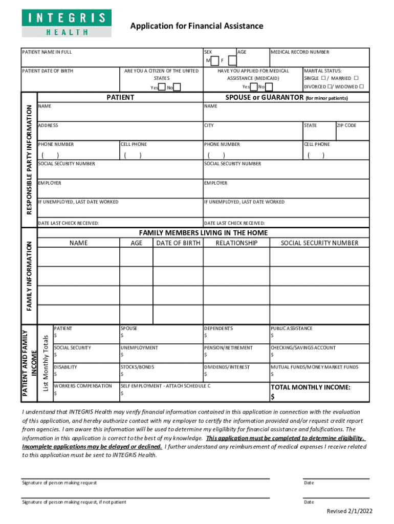  Attached is an Application for Financial Assistance at 2022-2024