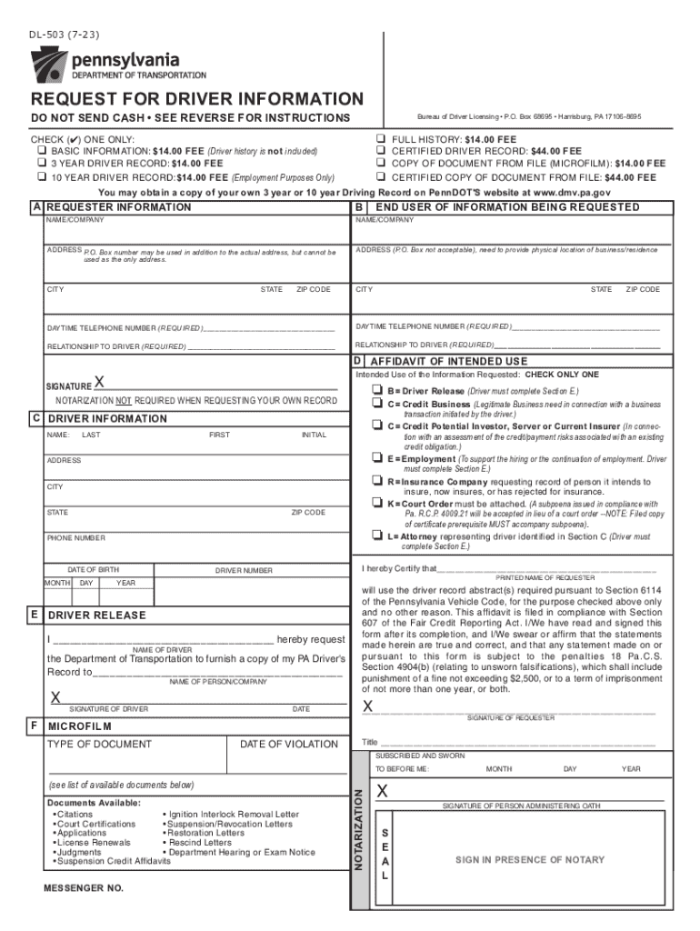  Pennsylvania Motor Vehicle Records Release Form 2023-2024