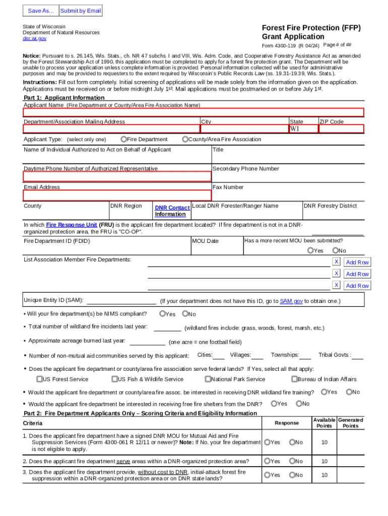  Grant Application Form 4300 119 PDF Fill Online, Printable 2024
