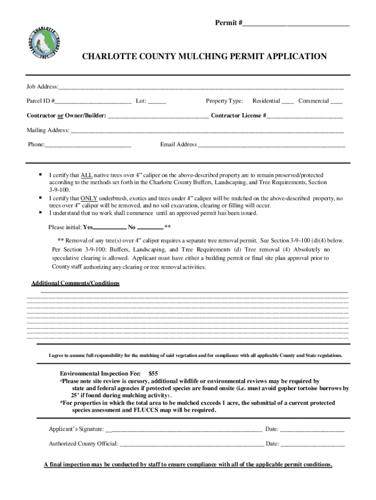  Charlotte County Mulching Permit Application 2017-2024