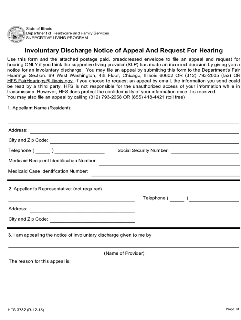  Involuntary Discharge Notice Illinois Hfs 3732 Fill Online 2015-2024