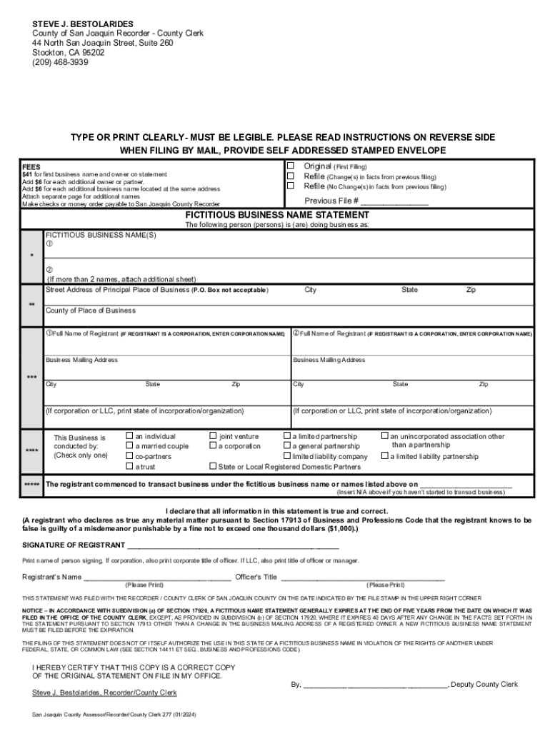  Fillable Online San Joaquin County FBN 042015 DOCX Fax 2024