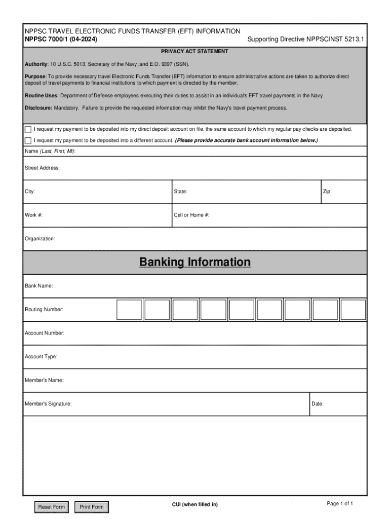 Supporting Directive NPPSCINST 5213  Form