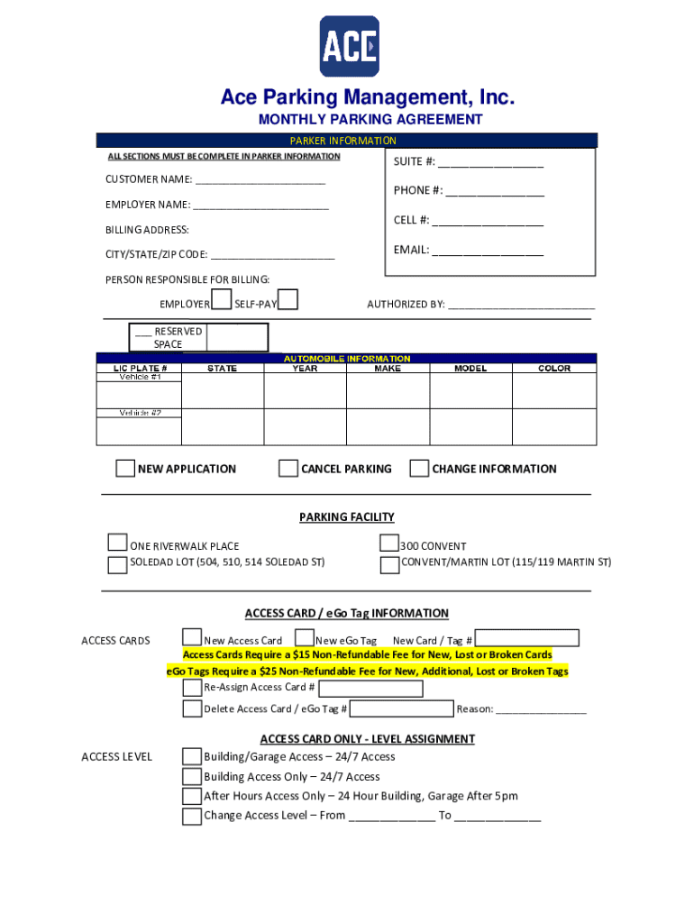  Parking Form Bank of America Plaza 2020-2024