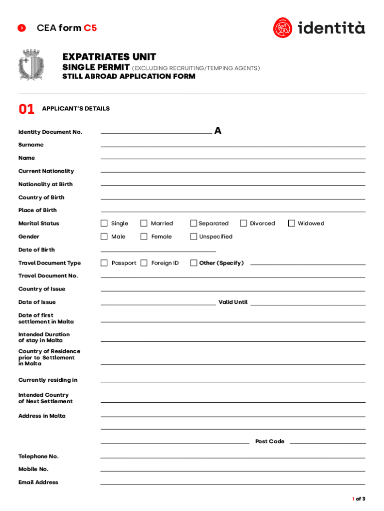  Form C5 Single Work Permit Still Abroad ApplicationPDF 2023-2024