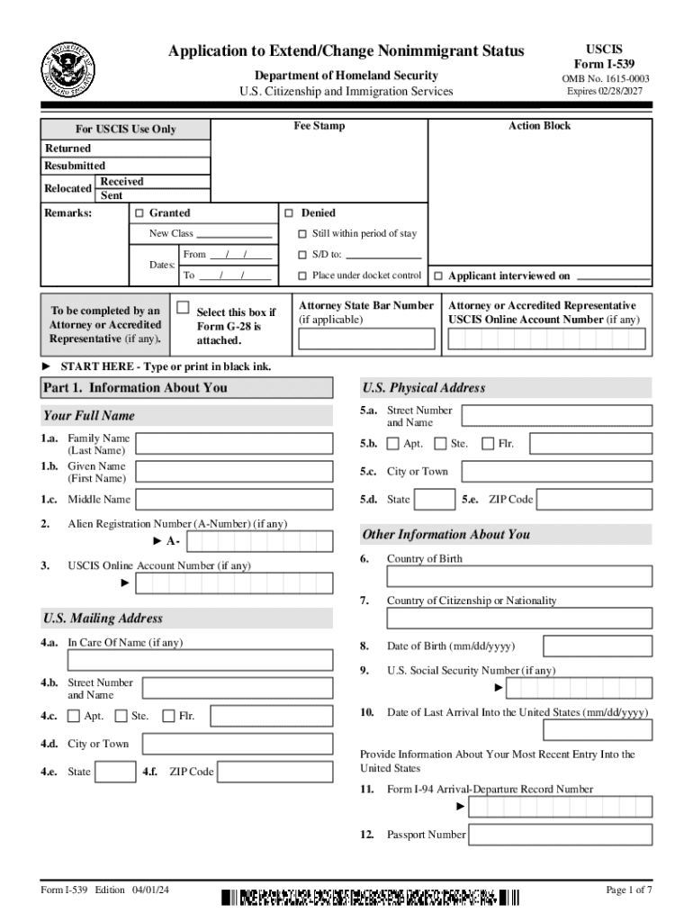  Form M 752, Helpful Filing Tips for Form I 539 2024