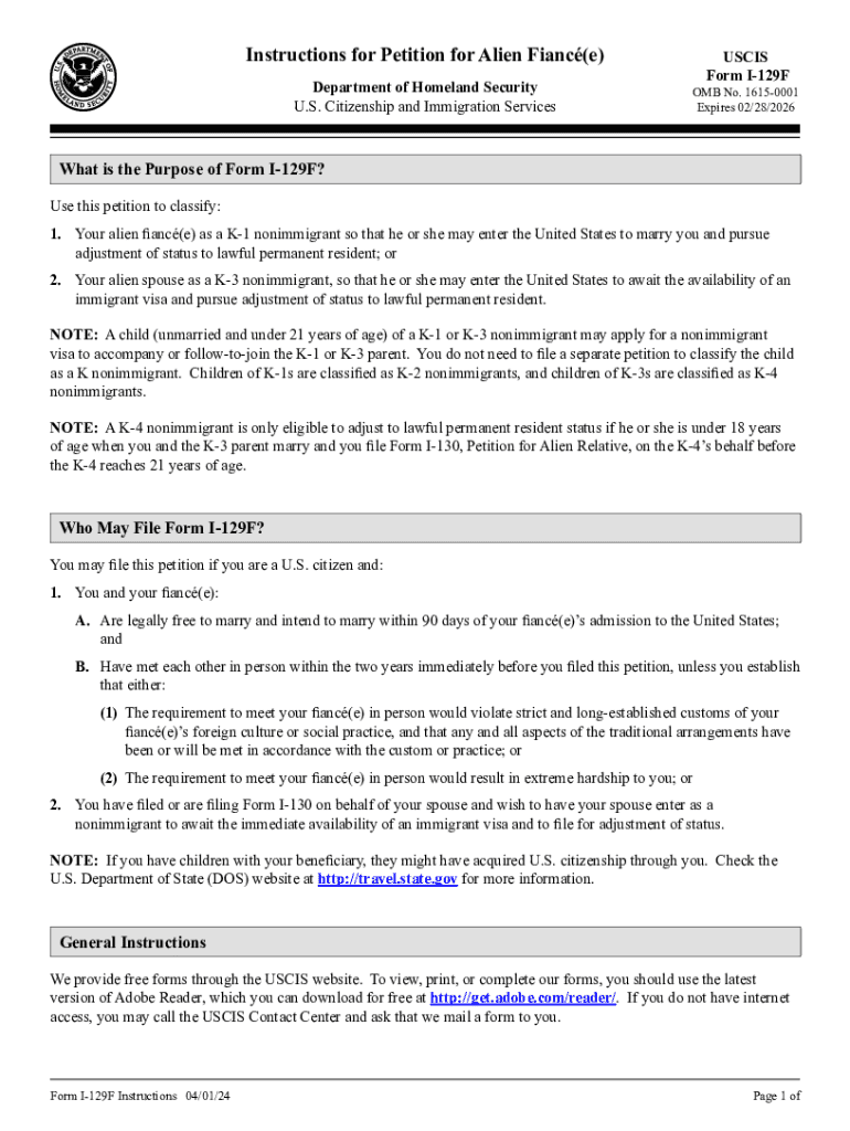 K 1 VISA OVERSEAS FIANCE  Form