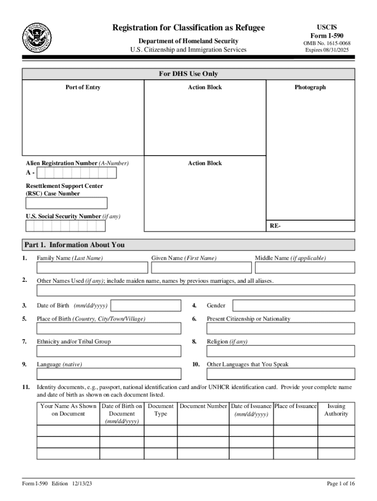  Form I 590 Registration for Classification as a Refugee 2023-2024