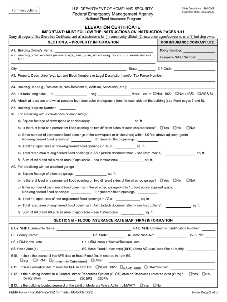 New Elevation and Floodproofing Certificates  Form