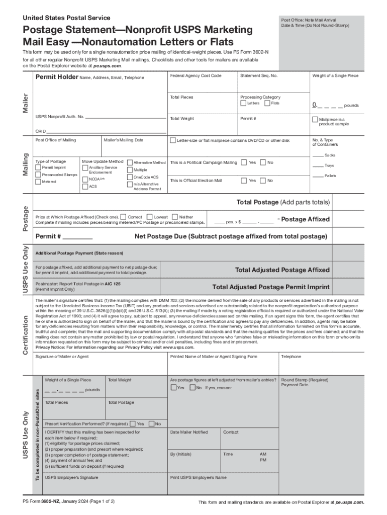 PS Form 3602 N